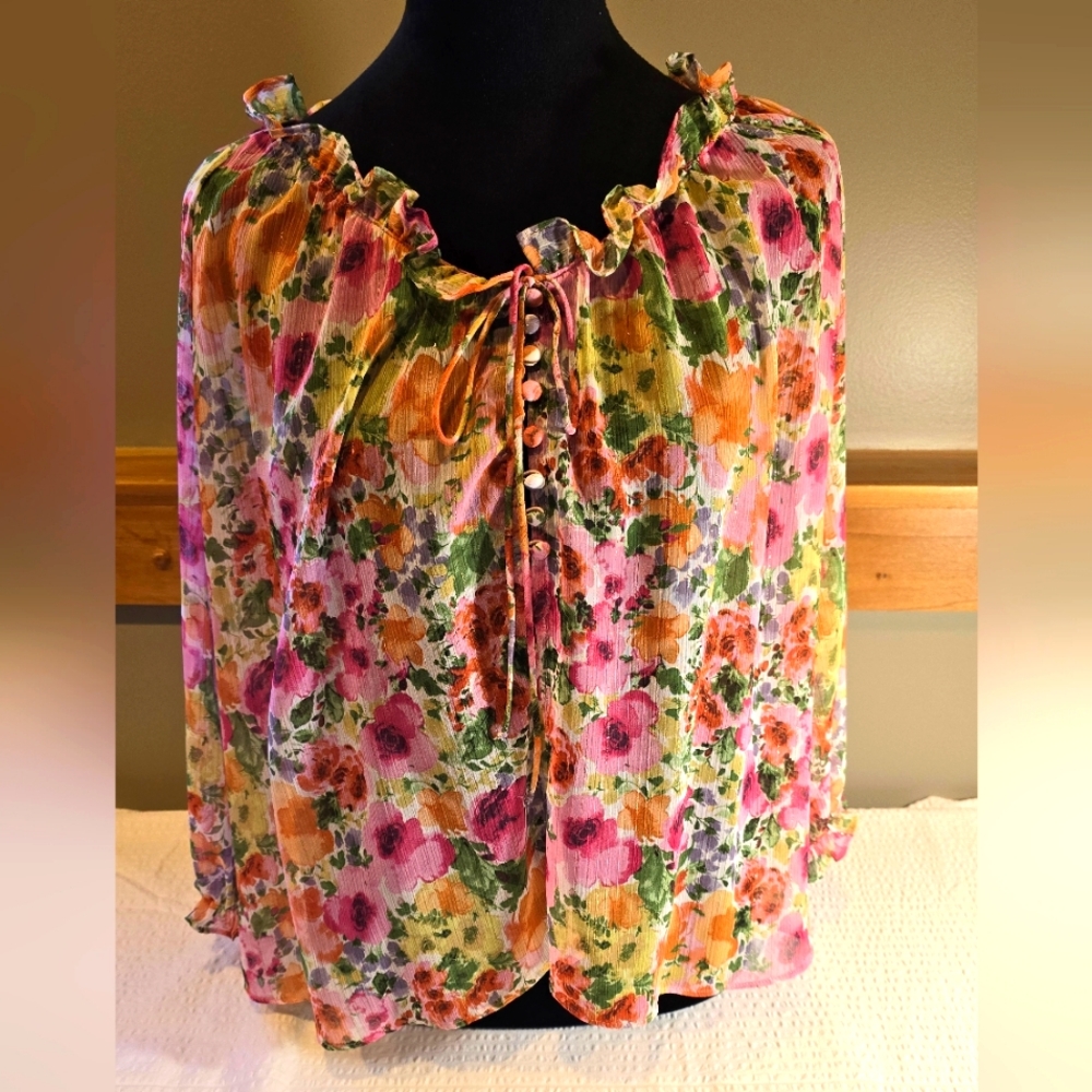 Zara XS Floral Blouse